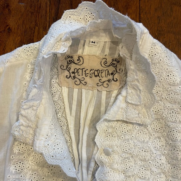 Johnny Was Pete & Greta blouse White eyelet embroidered Size M - Picture 2 of 8